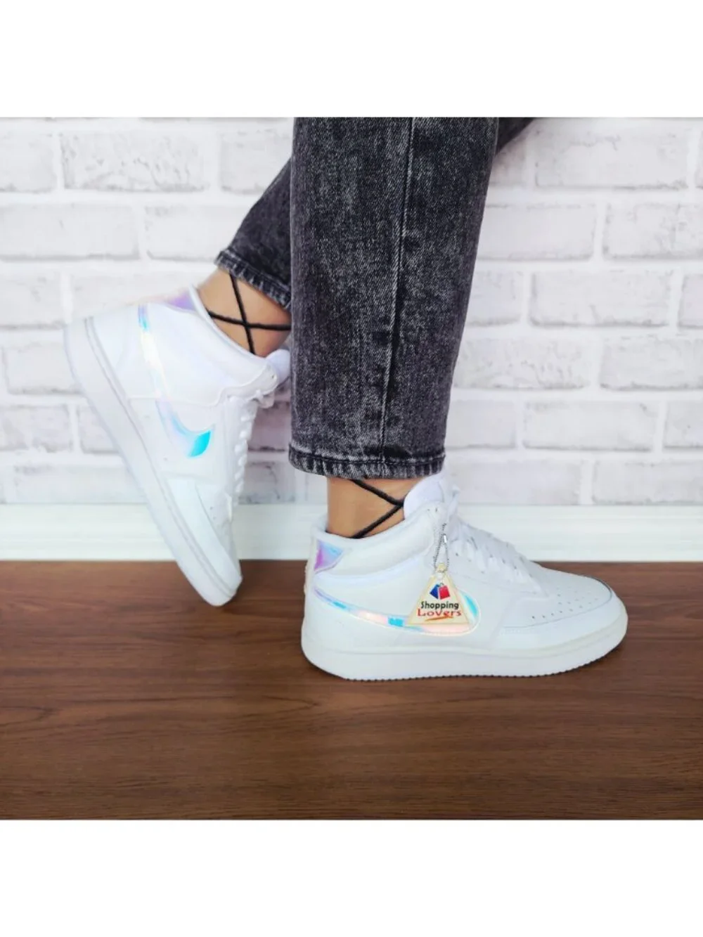 ❤️Nike Court Vision Mid Sz 6.5 Women's Shoes Sneaker White Iridescent FD0819-100